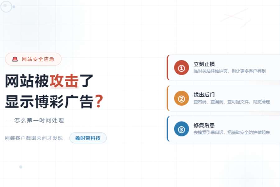 网站被黑攻击了显示博彩广告，客户截图发给你才发现，怎么在第一时间处理？-封面图