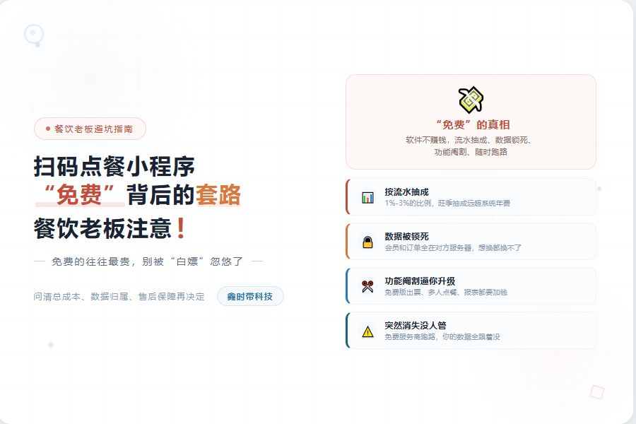 免费的扫码点餐小程序套路